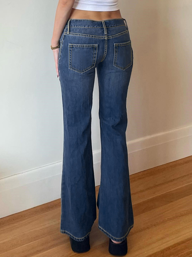 GILIPUR High-waisted Denim Flared Trousers with A Vintage Style TL0468