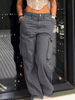 GILIPUR Gray Loose Fit Vintage Workwear Casual Pants