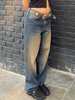 GILIPUR Street Trend Vintage Blue Straight Leg Jeans TL702