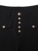 GILIPUR Fashion Straight Button Flared Black Pants CY036