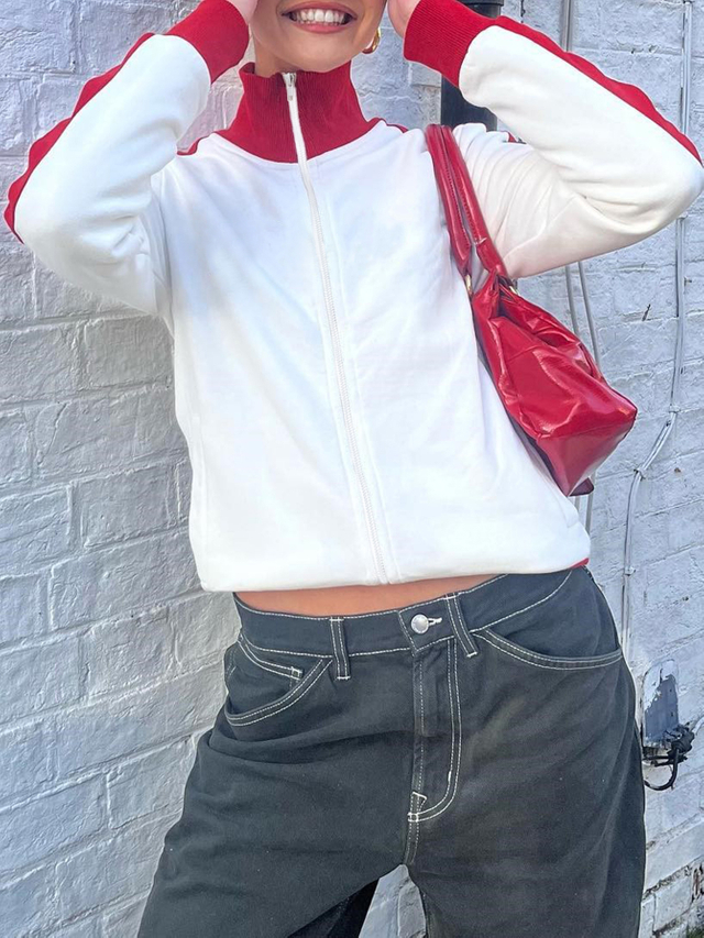 GILIPUR Stand Neck Zipper Long Sleeve Jacket HK1003