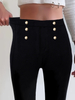 GILIPUR Double Button High Waisted Black Trousers CY040