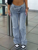GILIPUR Women\'s Vintage High Waist Wide Leg Straight Jeans with Asymmetrical Waistband MH743