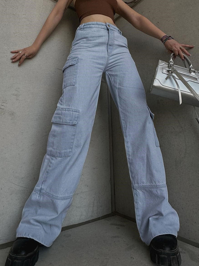 GILIPUR Vintage Washed Jeans Women Loose Wide Leg Pants