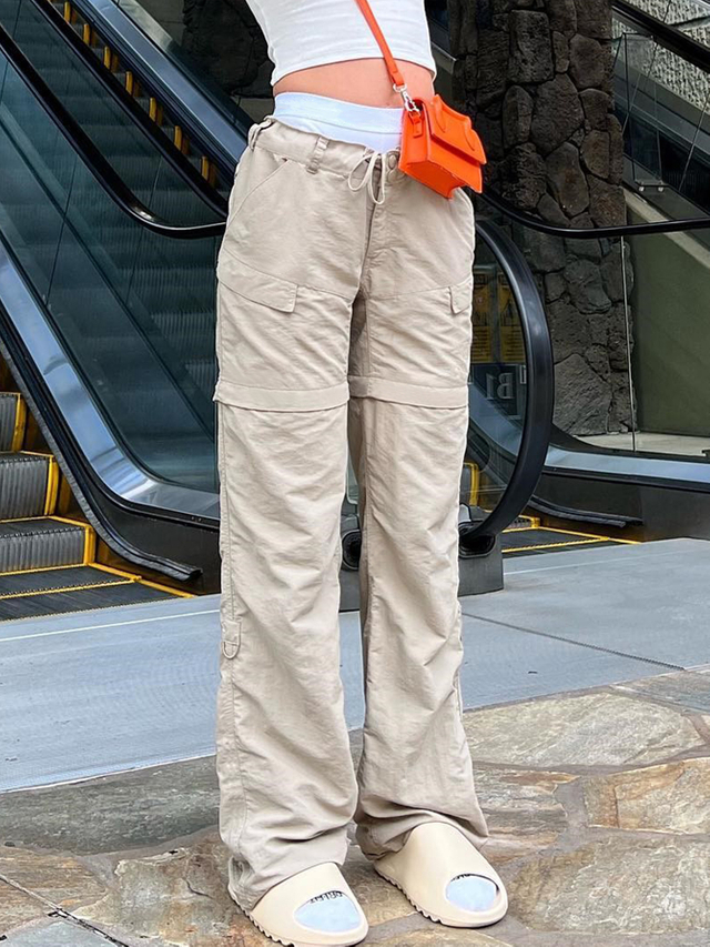 GILIPUR High Waisted Loose Work Pants Drawstring Skinny Casual Pants