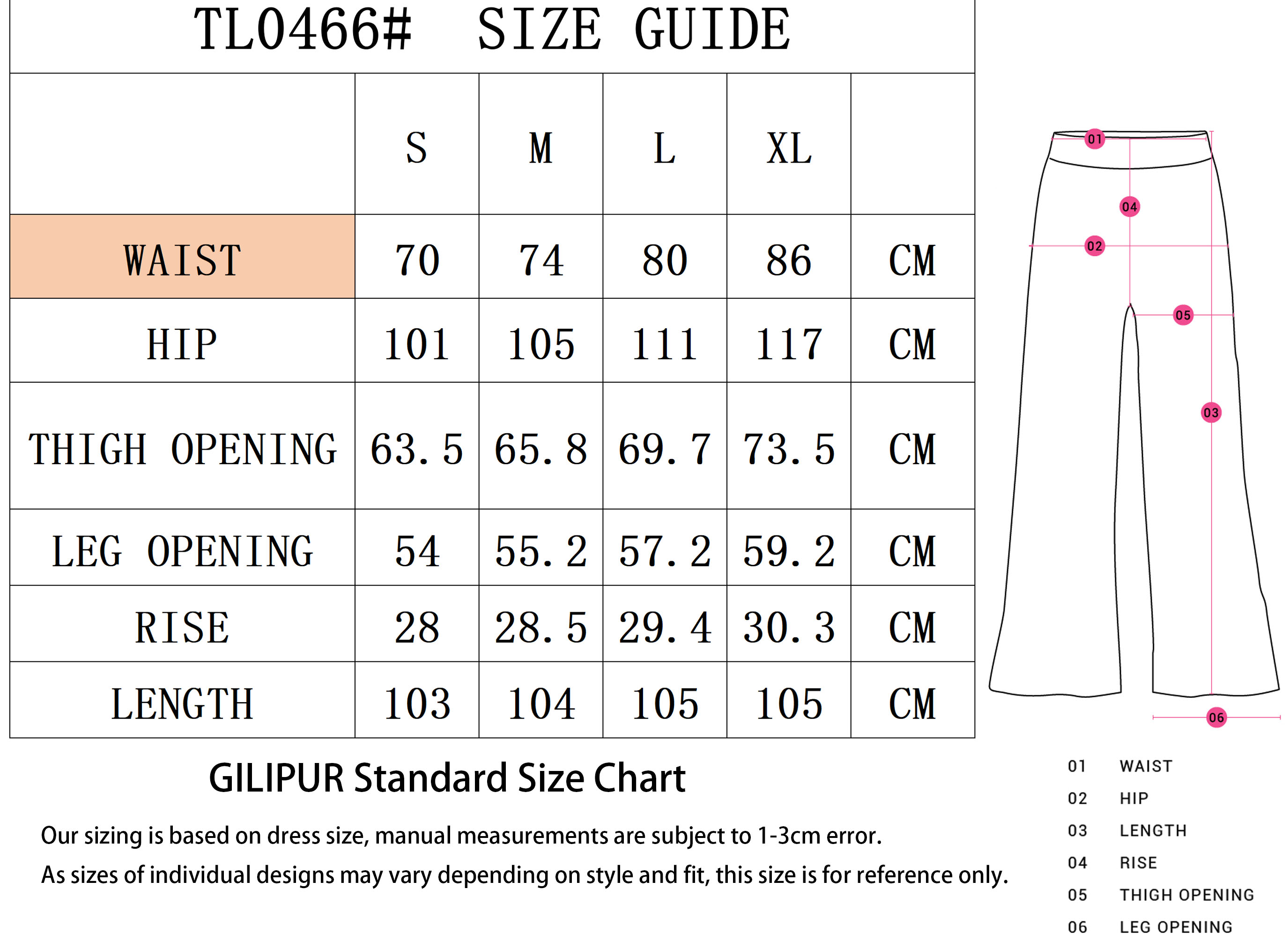 长裤SIZE GUIDE 拷贝