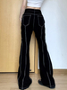 GILIPUR Sexy Street Dark Fashion Open Line Split Low Waist Jeans MH352