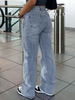 GILIPUR Women\'s Vintage High Waist Wide Leg Straight Jeans with Asymmetrical Waistband MH743