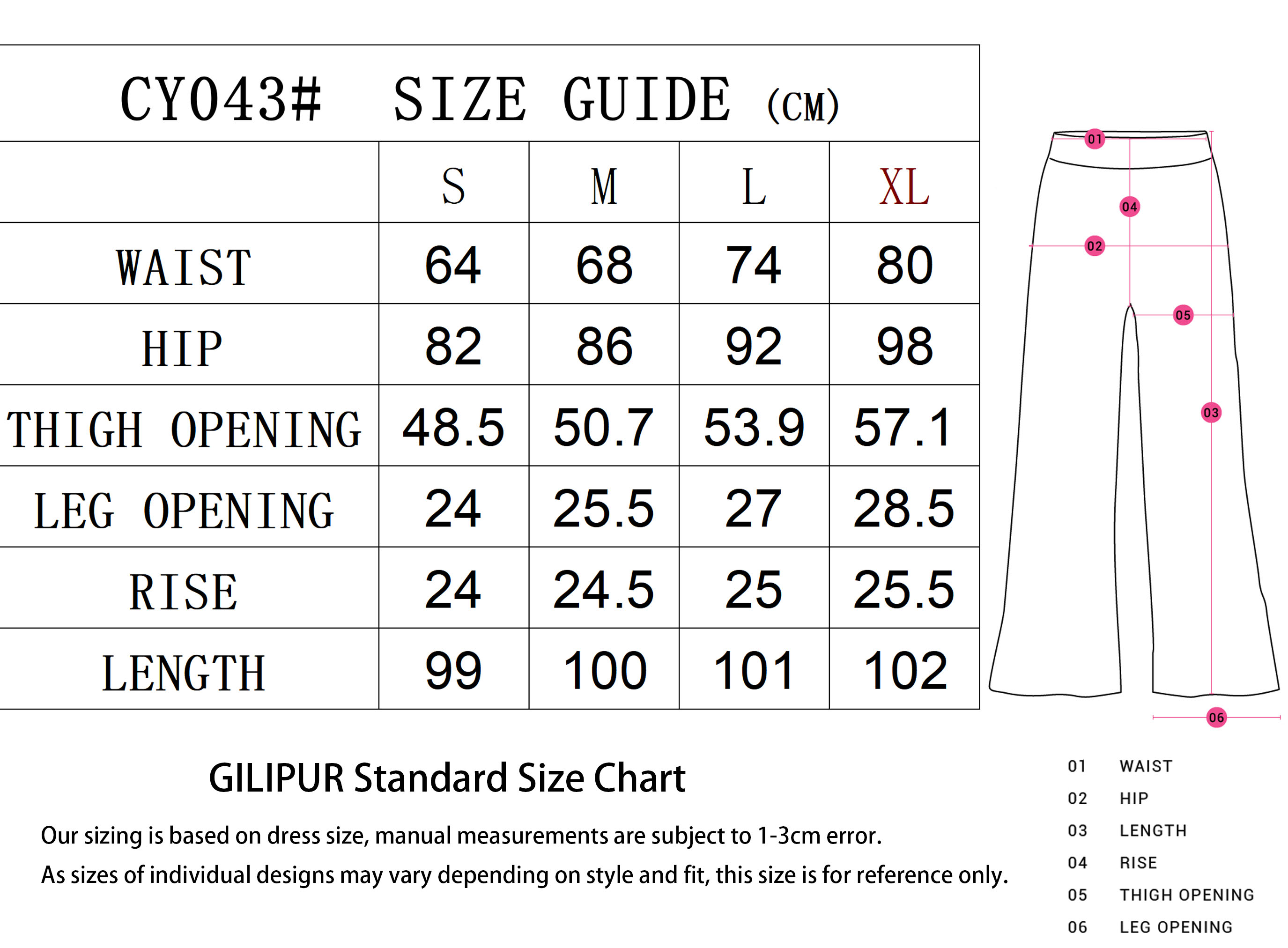 长裤SIZE GUIDE 拷贝