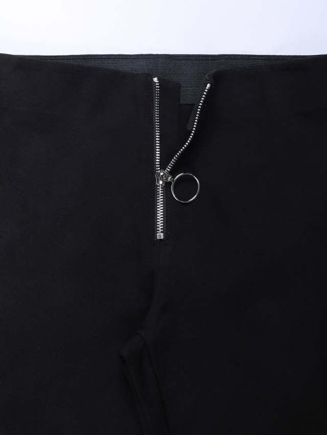 GILIPUR Zip High Waist Skinny Stretch Black Pants CY052