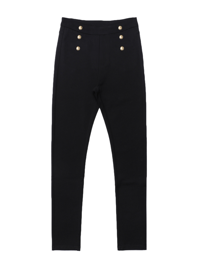 GILIPUR Double Button High Waisted Black Trousers CY040