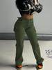 GILIPUR Women\'s Vintage Multi-Pocket High Waist Straight Leg Cargo Pants LM102