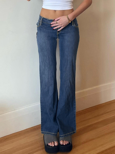 GILIPUR High-waisted Denim Flared Trousers with A Vintage Style TL0468