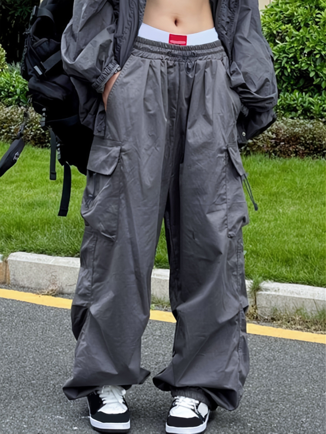 GILIPUR Y2k Street Style Fashion Drawstring Waist Cargo Pants MH011